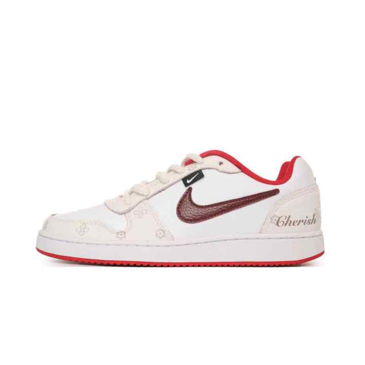 Nike Nike EBERNON Abrasion Resistant Abrasion Resistant Low top Skateboard Shoes Unisex White Red