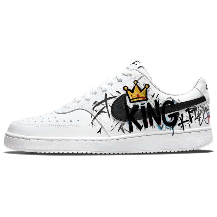 Nike Nike Court Vision 1 The King's New Clothes Abrasion Resistant Low top Skateboard Shoes Men's Black White