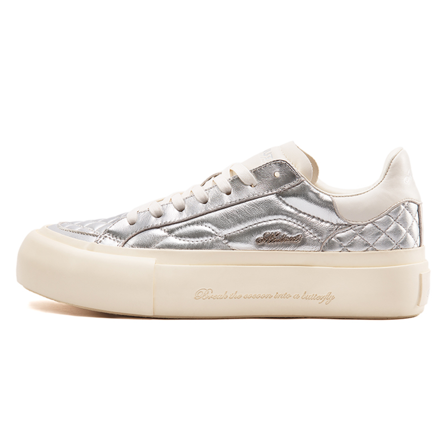 MATNUT Slip Resistant Abrasion Resistant Low top Skateboard Shoes Unisex Silver