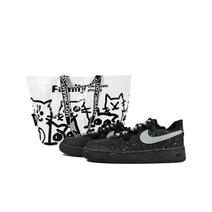 Nike Nike Air Force 1 Slip Resistant Abrasion Resistant Low top Skateboard Shoes Unisex Black Gray