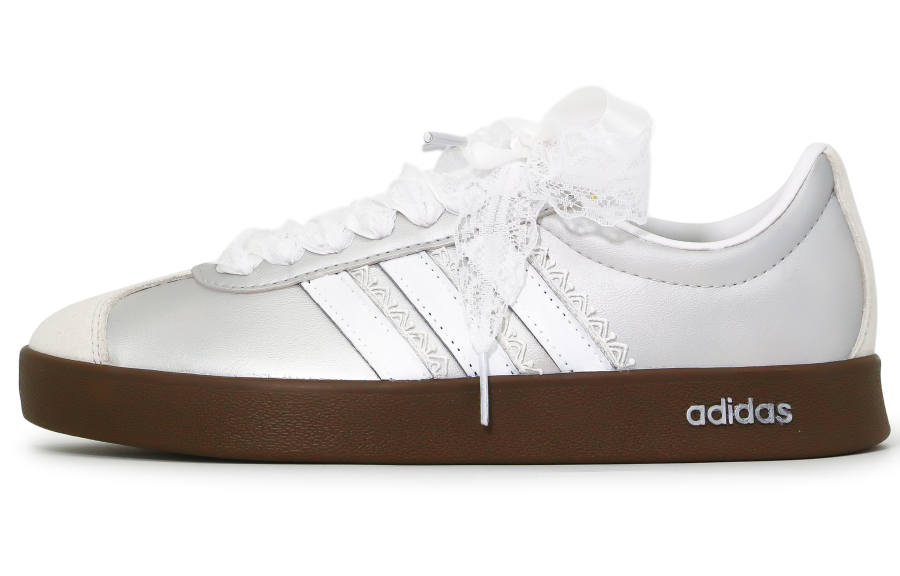 Adidas Adidas Vl Court Classic Cushioning Abrasion Resistant Cushioning, Wear Resistant Low top Skateboard Shoes Unisex Silver