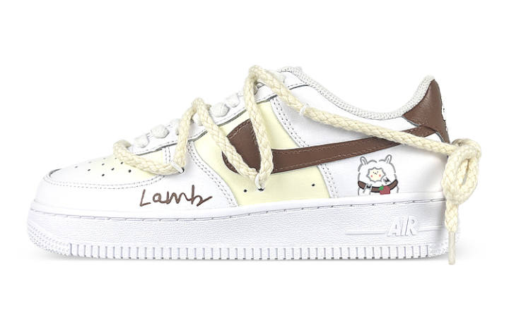 Nike Nike Air Force 1 Low top Skateboard Shoes Men's White Brown Yellow