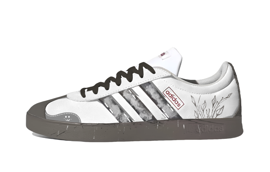 Adidas Adidas VL COURT 2.0 Blank Plaid Abrasion Resistant Lightweight Wear resistant And Lightweight Low top Skateboard Shoes