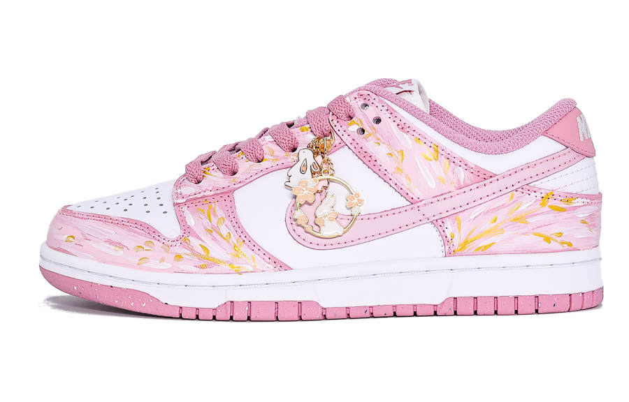 Nike Nike Dunk Abrasion Resistant Low top Skateboard Shoes Unisex Gold Pink