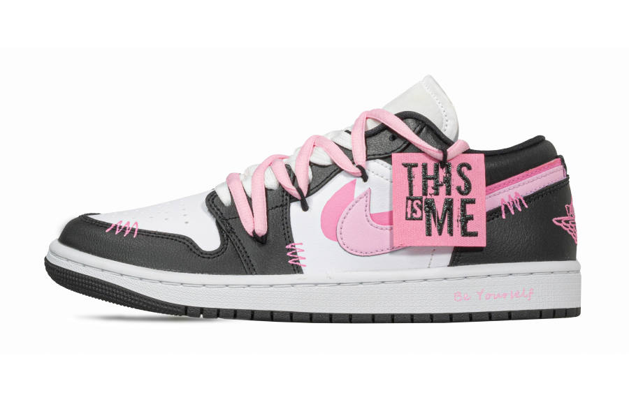 Jordan Jordan Air Jordan 1 'Panda' Slip Resistant Abrasion Resistant Low top Skateboard Shoes Women's Black Pink