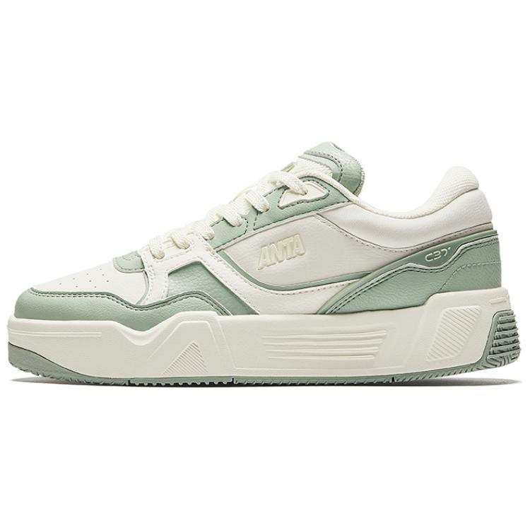 Anta C37 Series Abrasion Resistant Breathable Low top Skateboard Shoes Women's White Green