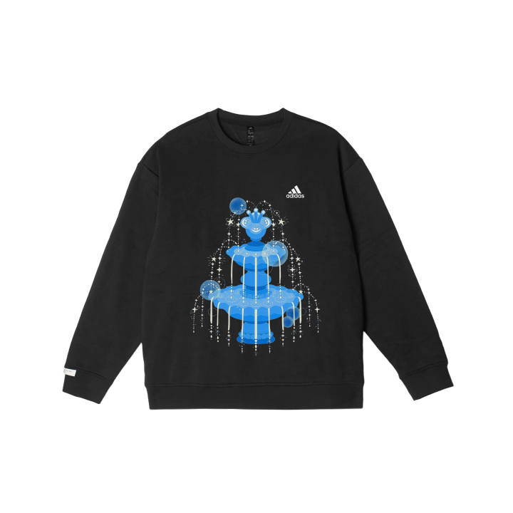 Adidas Adidas LABEL Glass Su YMK Graffiti Print Comfortable Crew Neck Fleece Lined Pullover Long Sleeved Sweatshirt Unisex
