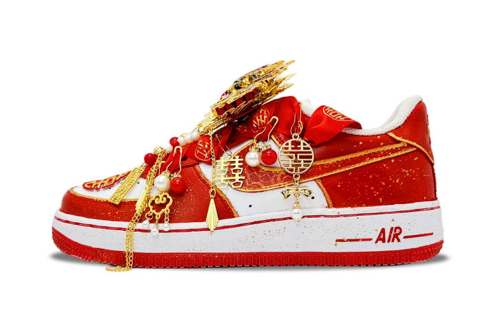 Nike Nike Air Force 1 Red Beauty Phoenix Heels Abrasion Resistant Low top Skateboard Shoes Unisex Red Beige