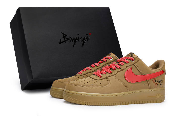 Nike Nike Air Force 1 Low 811 Manufacturing Slip Resistant Slip Resistant Low top Skateboard Shoes Unisex Wheat Red