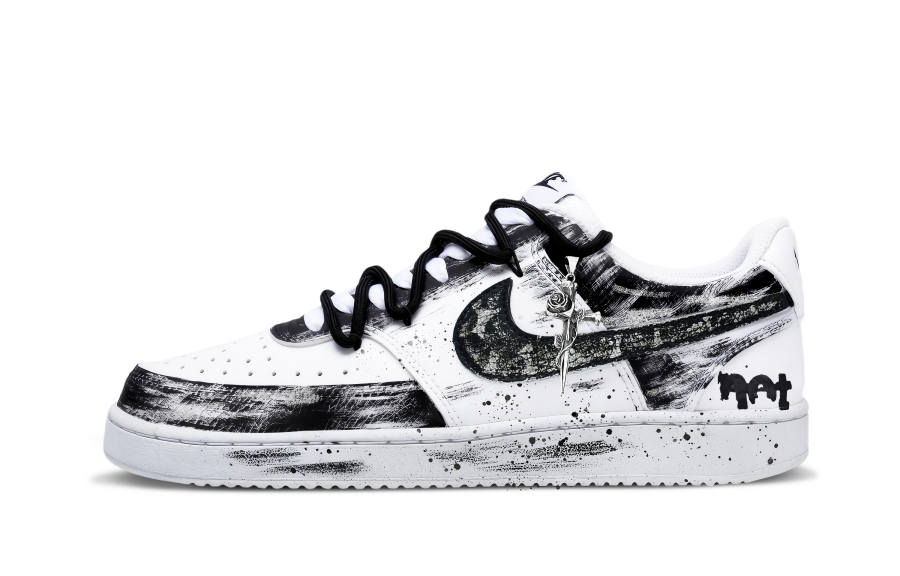 Nike Nike Court Vision 1 Black Rose Jewel Abrasion Resistant Abrasion Resistant Low top Skateboard Shoes Unisex Black White