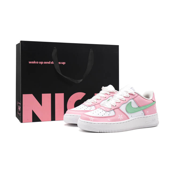Nike Nike Air Force 1 Sweet Party Lightweight Low top Skateboard Shoes Unisex Pink Green