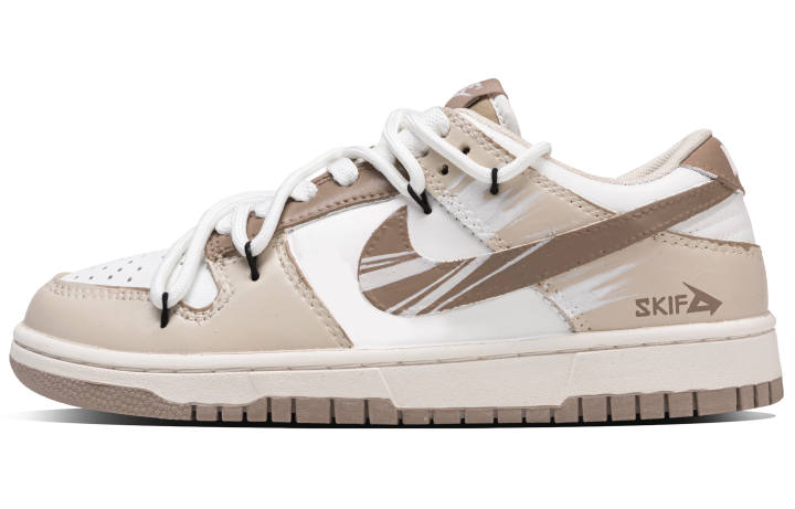 Nike Nike Dunk Wild Collection Synthetic Leather Abrasion Resistant Low top Skateboard Shoes Unisex Beige Brown