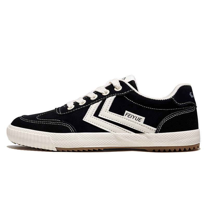 FEIYUE Slip-Resistant Abrasion-Resistant Low-top Skateboard Shoes Unisex Black Beige
