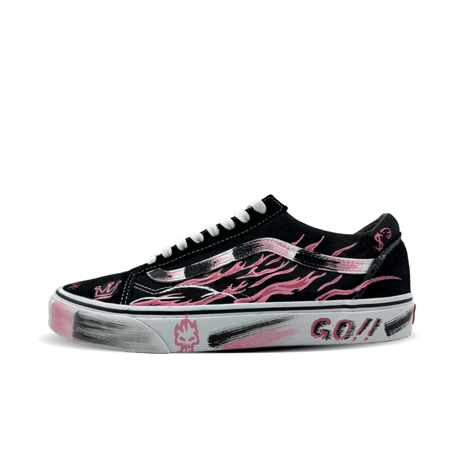 Vans Old Skool Suede Slip Resistant Low top Skateboard Shoes Unisex Black Red