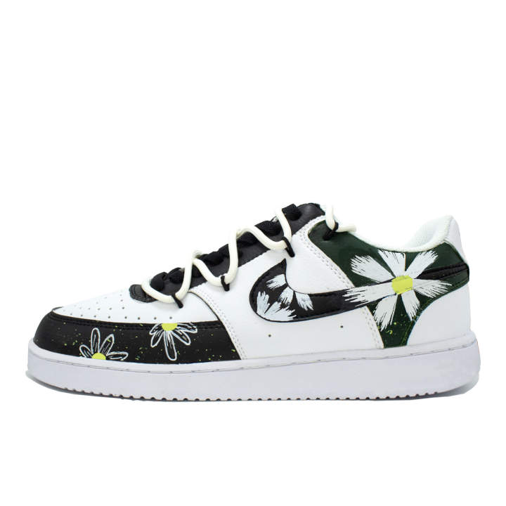 Nike Nike Court Vision 1 Daisy Ink Language Abrasion Resistant Low top Skateboard Shoes Unisex Black White