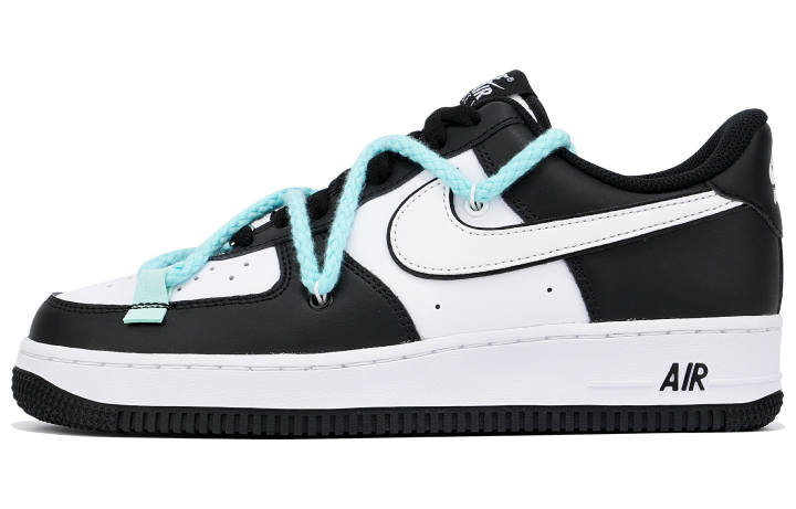 Nike Nike Air Force 1 Low Slip Resistant Abrasion Resistant Low top Skateboard Shoes GS Black White Blue