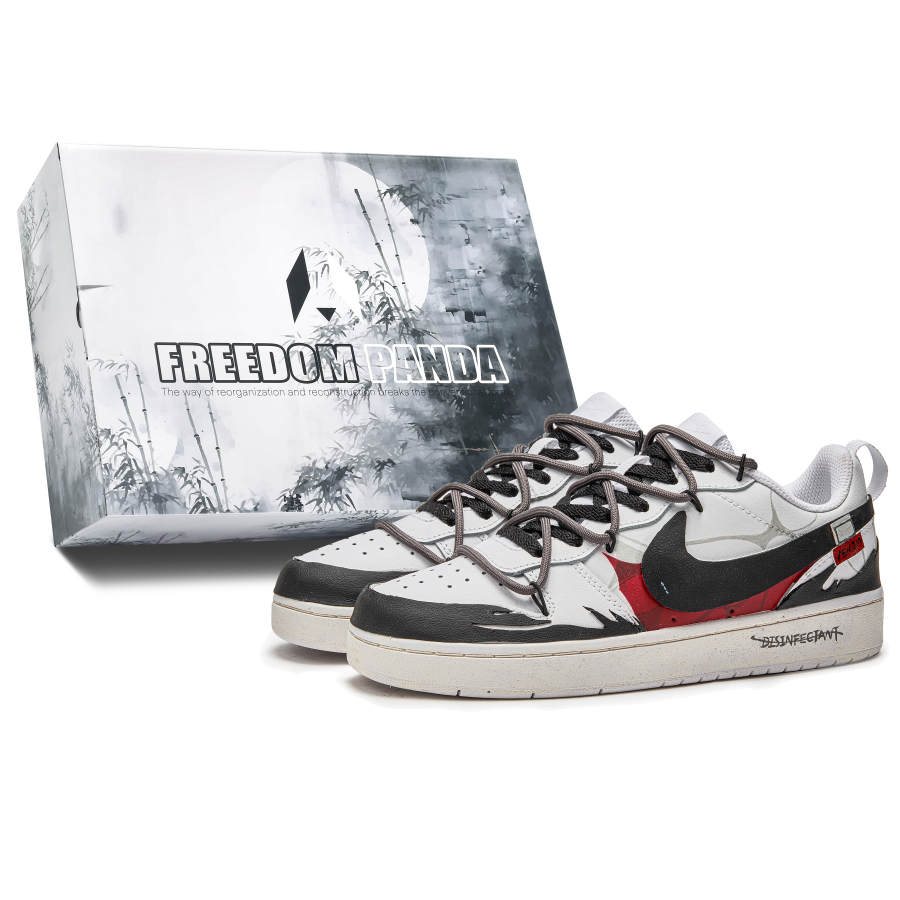 Nike Nike Court Borough Freedom Panda, Box, Black Red Poison Slip Resistant Abrasion Resistant Low top Skateboard Shoes GS
