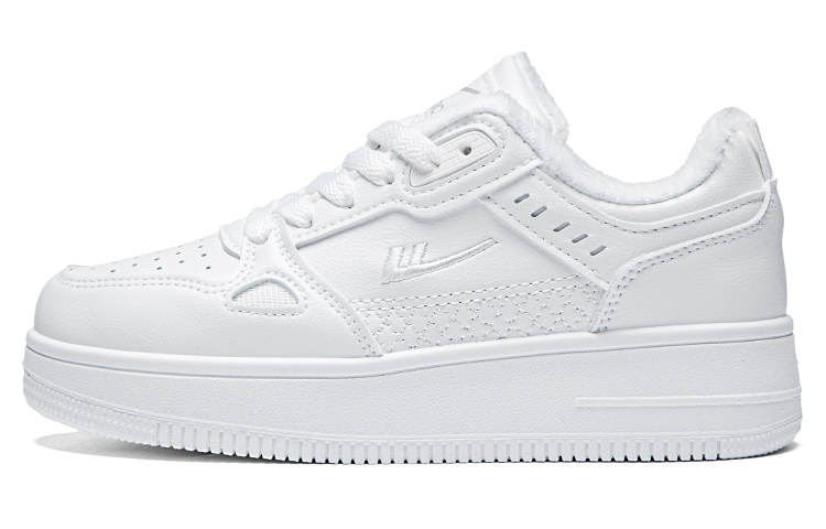Warrior Fleece Lined White Shoes, Air Force 1 Thermal Abrasion Resistant Lightweight Low top Skateboard Shoes Unisex
