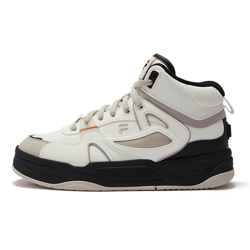FILA FUSION BANK II Textile, Synthetic Leather Mid top Skateboard Shoes Women's White Yellow