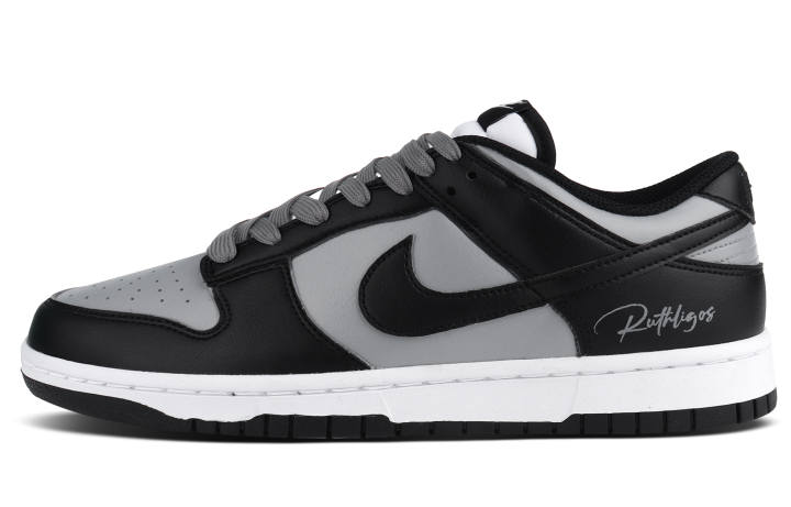 Nike Nike Dunk Leather Abrasion Resistant Low top Skateboard Shoes Unisex Black Gray