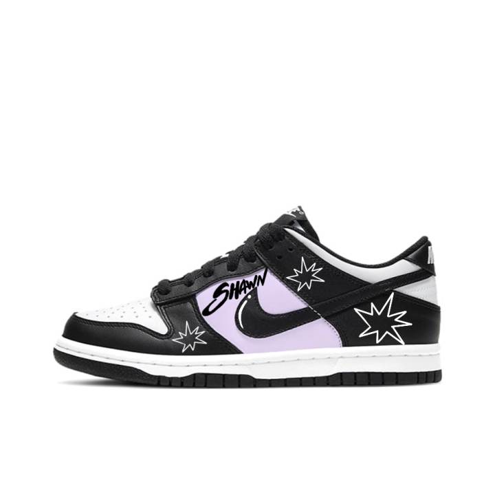 Nike Nike Dunk SB Leather Abrasion Resistant Low top Skateboard Shoes Unisex Black Purple