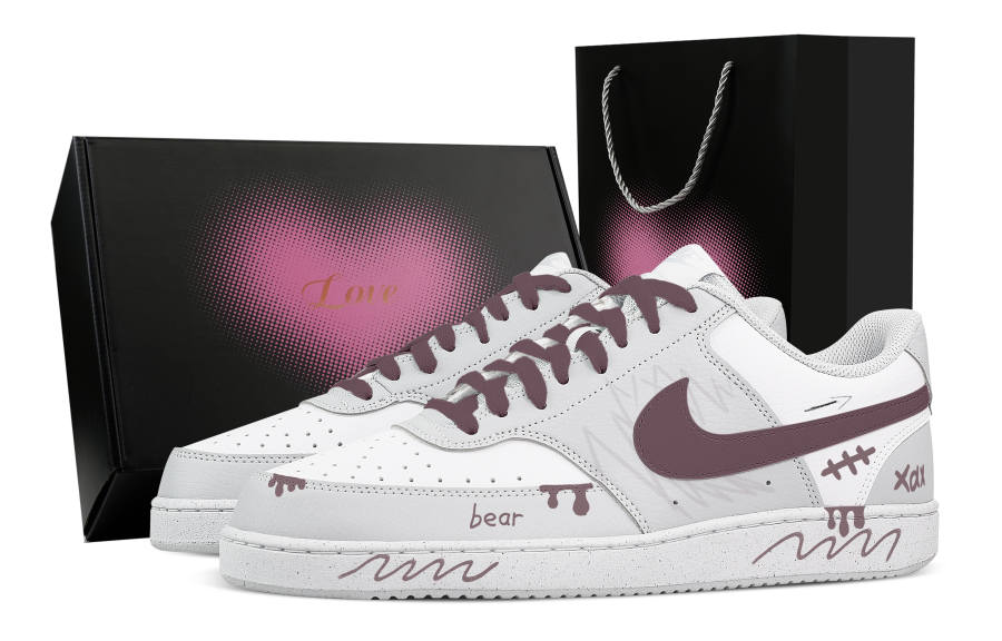 Nike Nike Court Vision Little Bear Love Box Abrasion Resistant Low top Skateboard Shoes Men's Pink