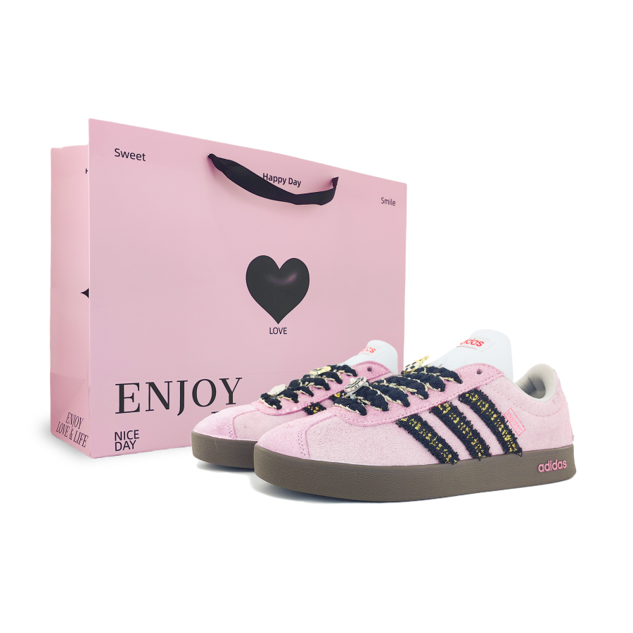 Adidas Adidas VL COURT 2.0 Abrasion Resistant Abrasion Resistant Low top Skateboard Shoes Unisex Black Pink