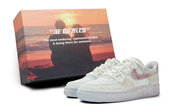Nike Nike Air Force 1 Slip Resistant Abrasion Resistant Low top Skateboard Shoes Women's White Pink