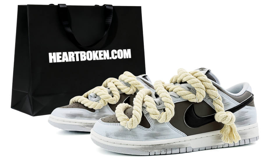 Nike Nike Dunk Suixin, Distressed Jute Rope, Shopping Bag Coverage Cushioning Low top Skateboard Shoes Unisex Brown Gray