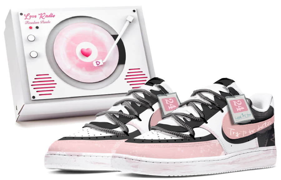 Nike Nike Court Vision 1 Freedom Panda, Box Slip Resistant Abrasion Resistant Low top Skateboard Shoes Men's Black Pink