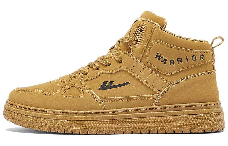 Warrior Synthetic Leather Slip Resistant Abrasion Resistant High top Skateboard Shoes Men's Camel