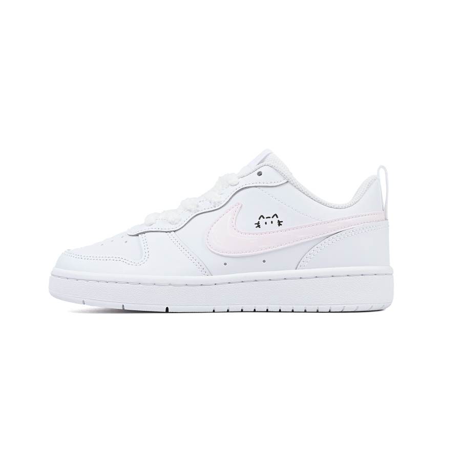 Nike Nike Court Borough 2 White Pink Kitten Cushioning, Wear Resistant Low top Skateboard Shoes Women's