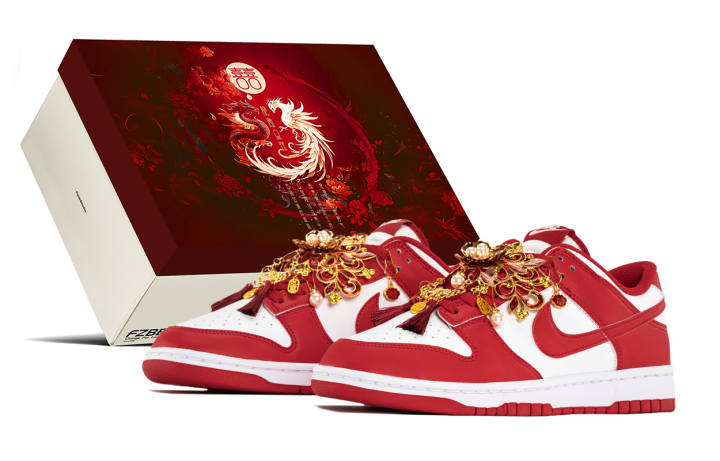 Nike Nike Dunk Slip Resistant Abrasion Resistant Slip Resistant Abrasion Resistant Low top Skateboard Shoes Unisex White Red