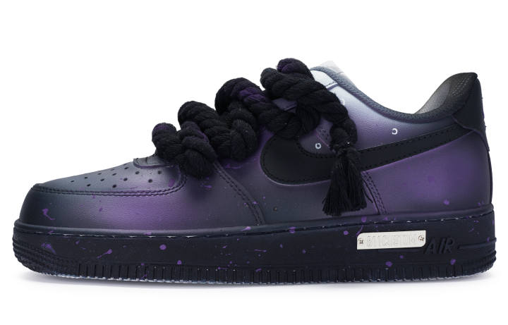 Nike Nike Air Force 1 Low top Skateboard Shoes Men's Black Purple