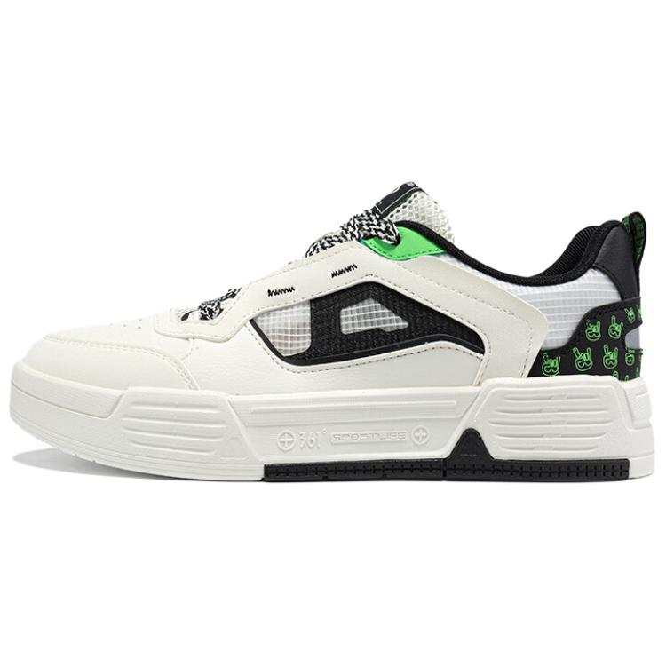 361° Slip Resistant Quick Dry Abrasion Resistant Low top Skateboard Shoes Men's White Black