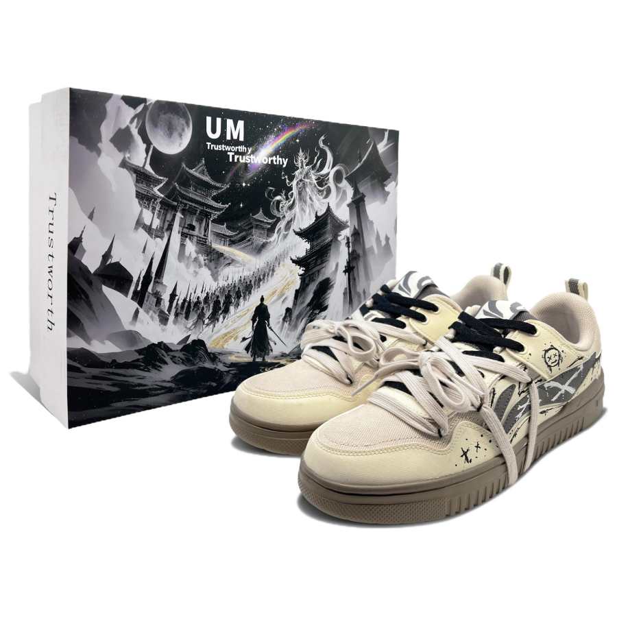 Li-Ning Li Ning Cyan Cloud Wear resistant And Lightweight Low top Skateboard Shoes Men's Beige Gray