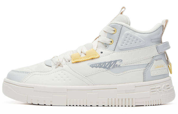 Erke Mid top Skateboard Shoes Women's White Gray