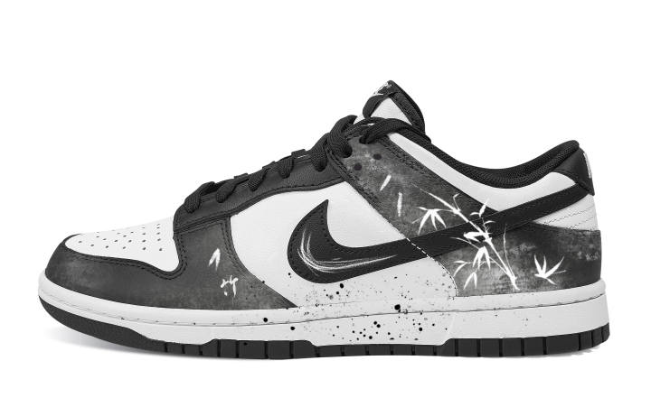 Nike Nike Dunk Ink Wash Bamboo Shadow Abrasion Resistant Low top Skateboard Shoes Unisex Black White