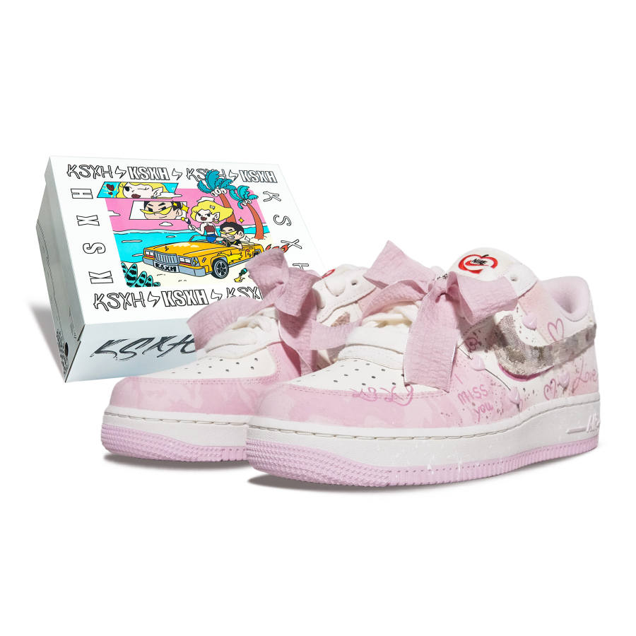 Nike Nike Air Force 1 Slip Resistant Abrasion Resistant Low top Skateboard Shoes Women's Pink