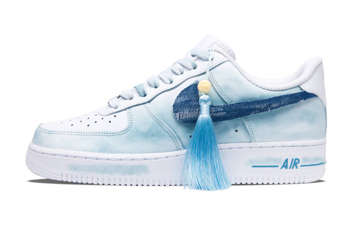Nike Nike Air Force 1 Slip Resistant Abrasion Resistant Low top Skateboard Shoes Unisex Azure