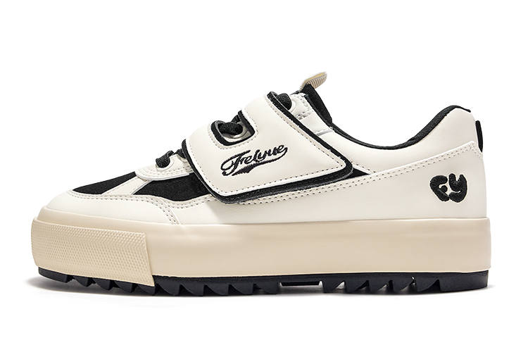 FEIYUE Slip-Resistant Cushioning Slip-Resistant Cushioning Low-top Skateboard Shoes Women's Beige Black