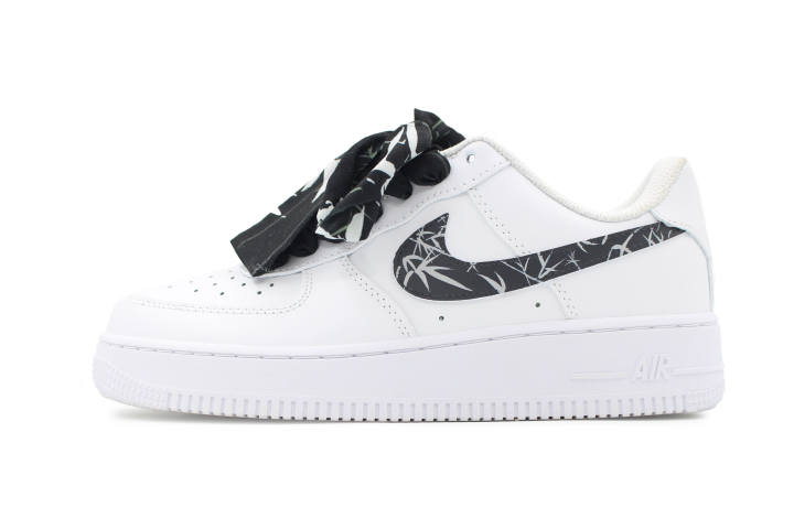 Nike Nike Air Force 1 Leather Abrasion Resistant Low top Skateboard Shoes Men's Black White Blue