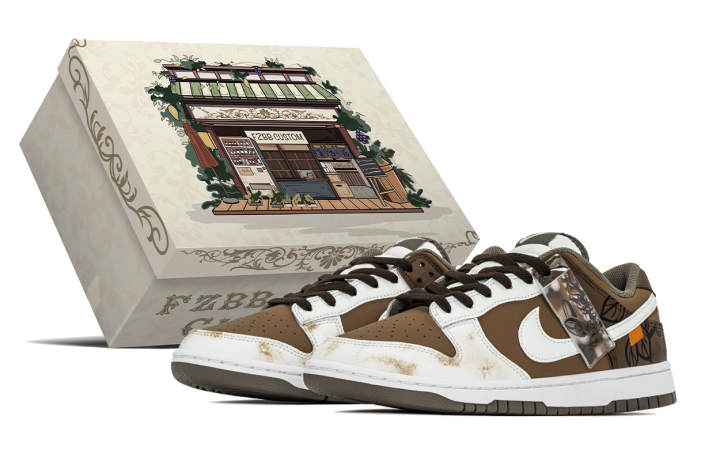 Nike Nike Dunk Box, Mocha Coffee Abrasion Resistant Abrasion Resistant Low top Skateboard Shoes Men's Beige Brown White