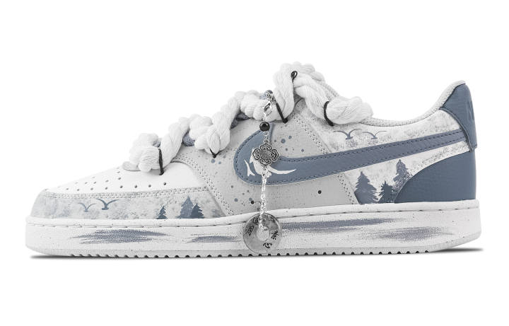 Nike Nike Court Vision BlueTrack Kobayashi Abrasion Resistant Low top Skateboard Shoes Men's Blue Gray