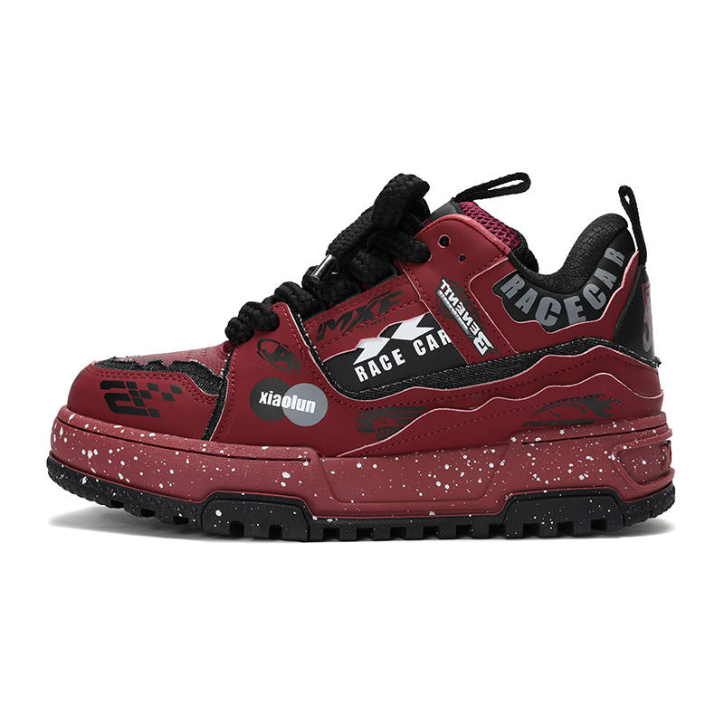 X·LUN Slip Resistant, Abrasion Resistant, Height Increasing Low top Skateboard Shoes Unisex Red