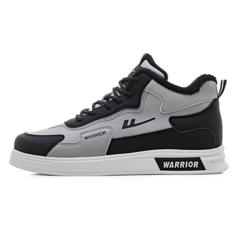 Warrior Thermal Slip Resistant And Abrasion Resistant Mid top Skateboard Shoes Men's Gray Black