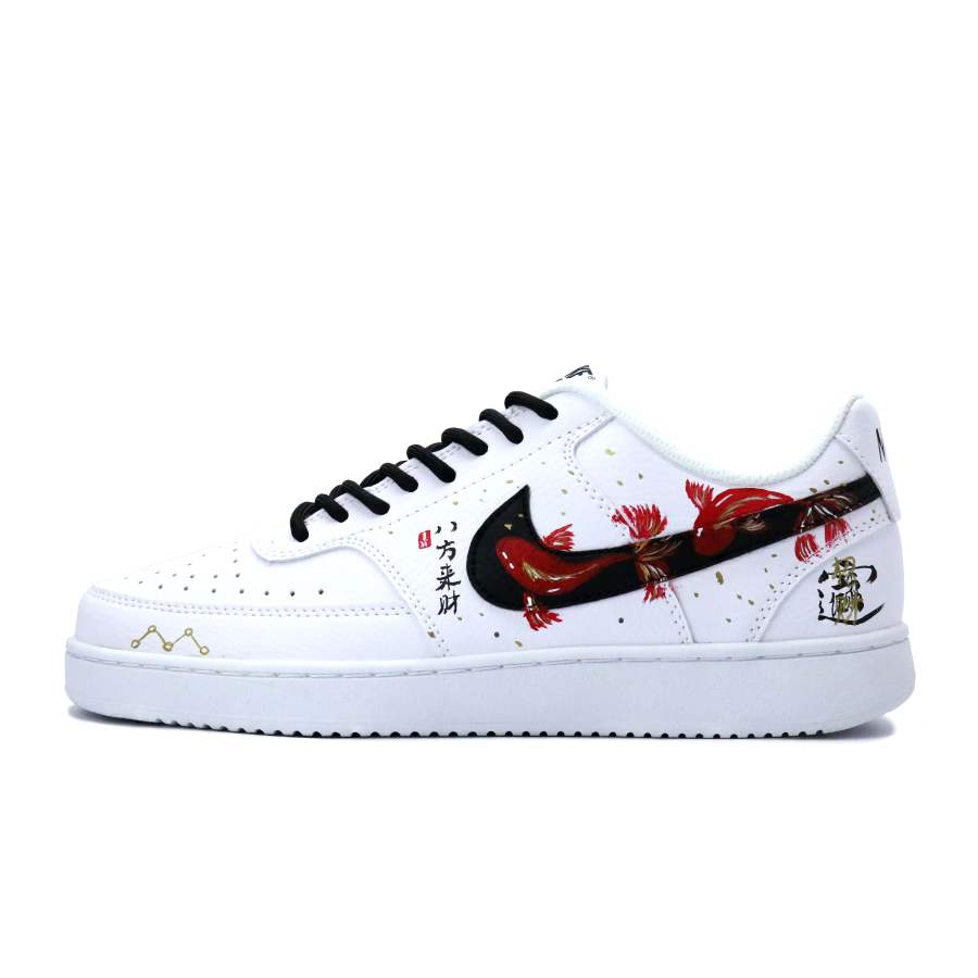 Nike Nike Court Vision 1 Wealth Attracting Golden Bowl Low top Skateboard Shoes Men's Black White Red