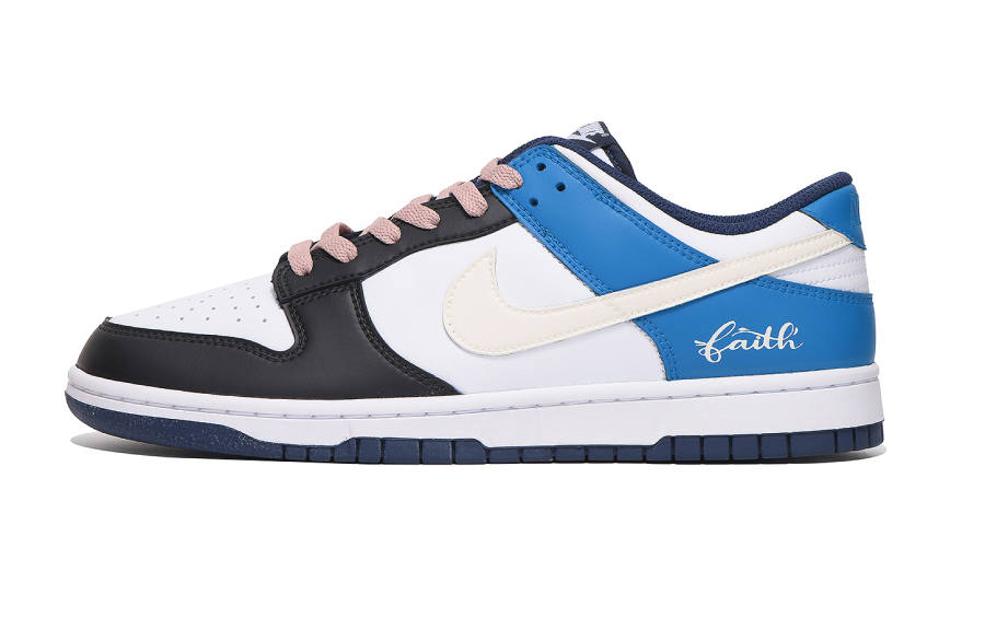 Nike Nike Dunk Abrasion Resistant Abrasion Resistant Low top Skateboard Shoes Unisex White Blue