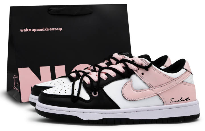 Nike Nike Dunk Cushioning, Wear Resistant Low top Skateboard Shoes Unisex Black Pink