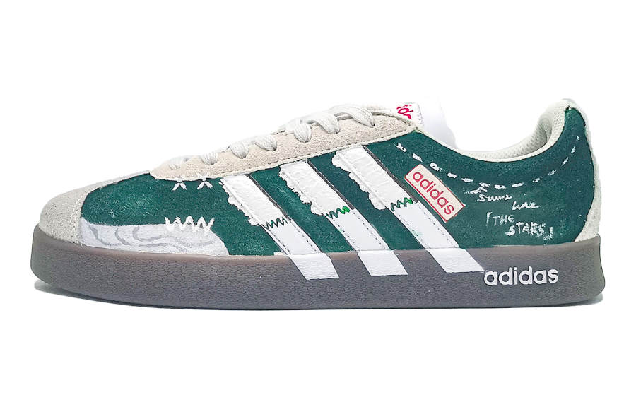 Adidas Adidas VL COURT 2.0 Leather Abrasion Resistant Low top Skateboard Shoes Unisex Gray Green